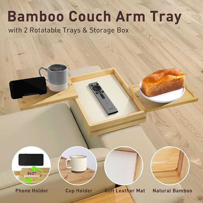 Bamboo Couch Arm Tray