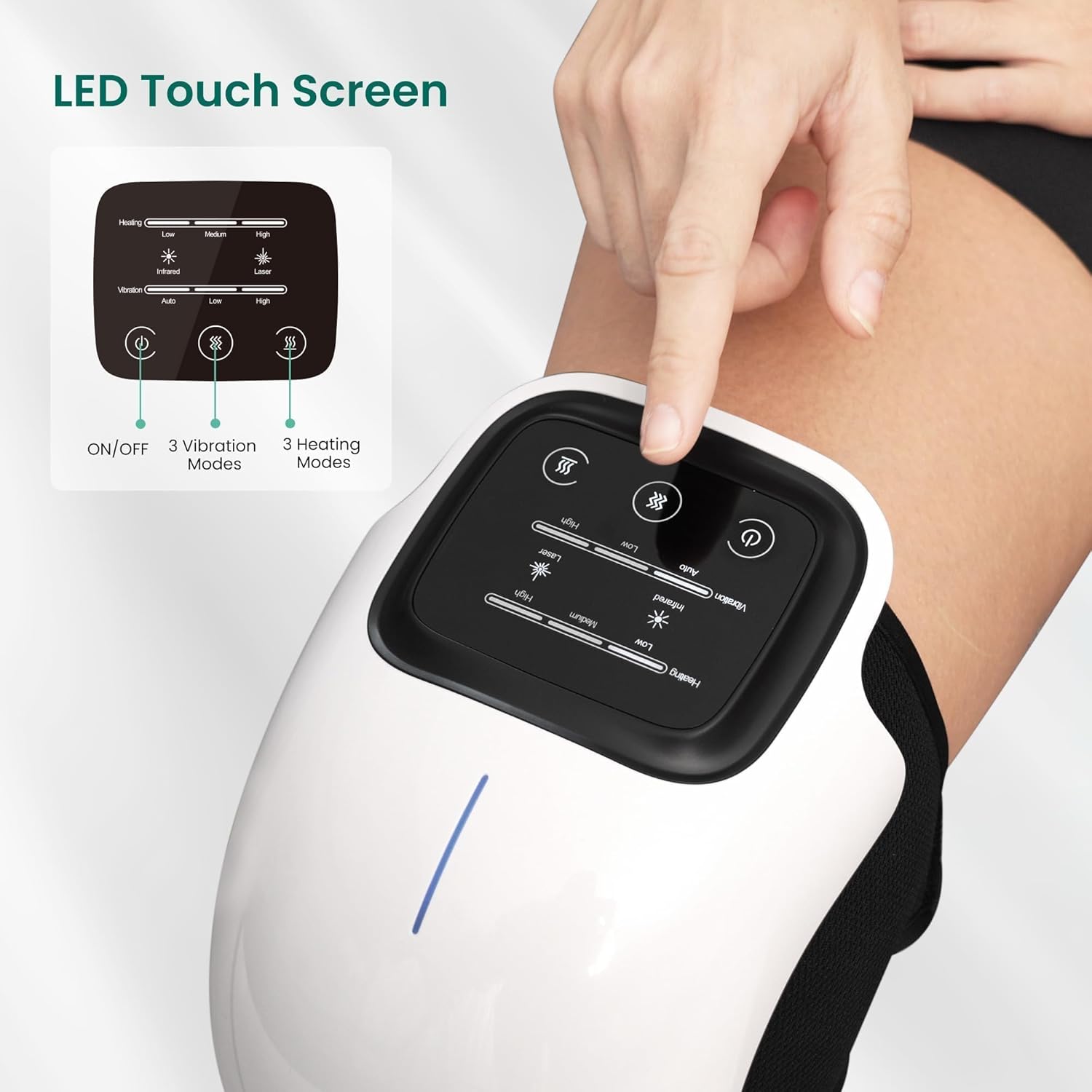 CUPILO 3-in-1 Heated Knee Massager with Vibration & Red Light Therapy – Portable Joint Pain Relief for Knees, Elbows & Shoulders
